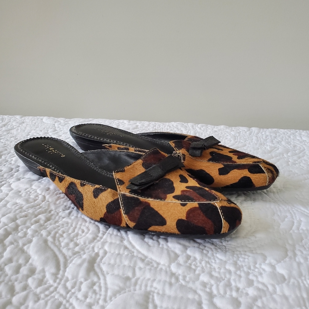 Liz Claiborne Flex Women's Leather Leopard Print Mule